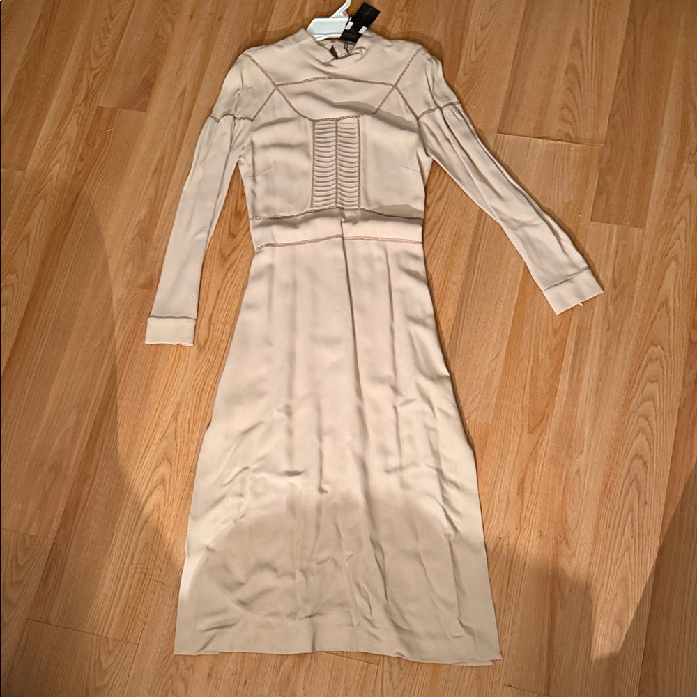 Burberry Cream Long Sleeve Dress